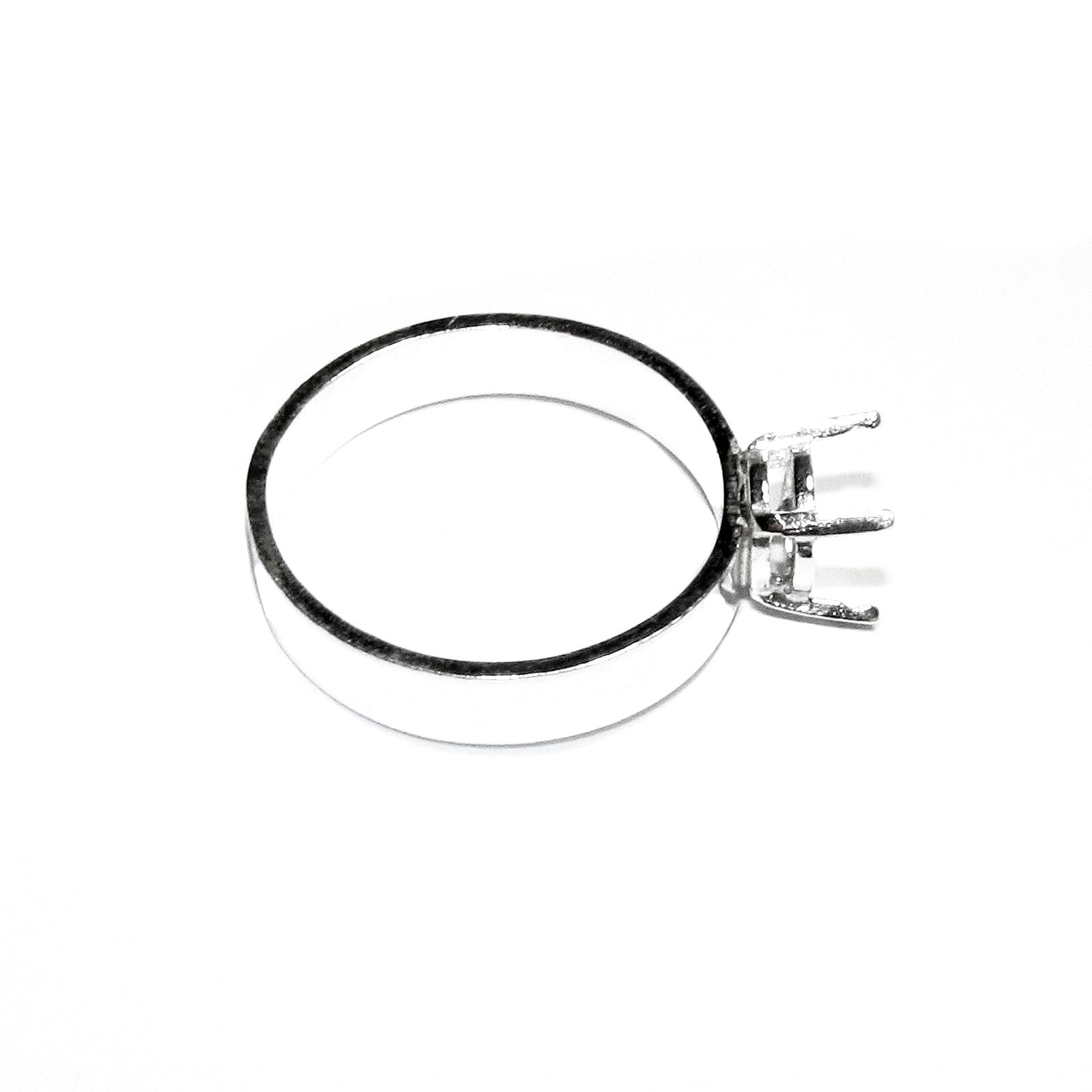 925 sterling silver blank ring with 4-prong setting 8 mm size 4-11, silver ring, Jewelry making, base ring, Setting, Prong setting - 1 piece
