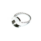 925 sterling silver twisted blank ring with bezel cup 12 mm size 4, 5, 6, 7, 8, 9, 10, 11, bezel cup, base ring, Jewelry making - 1 piece