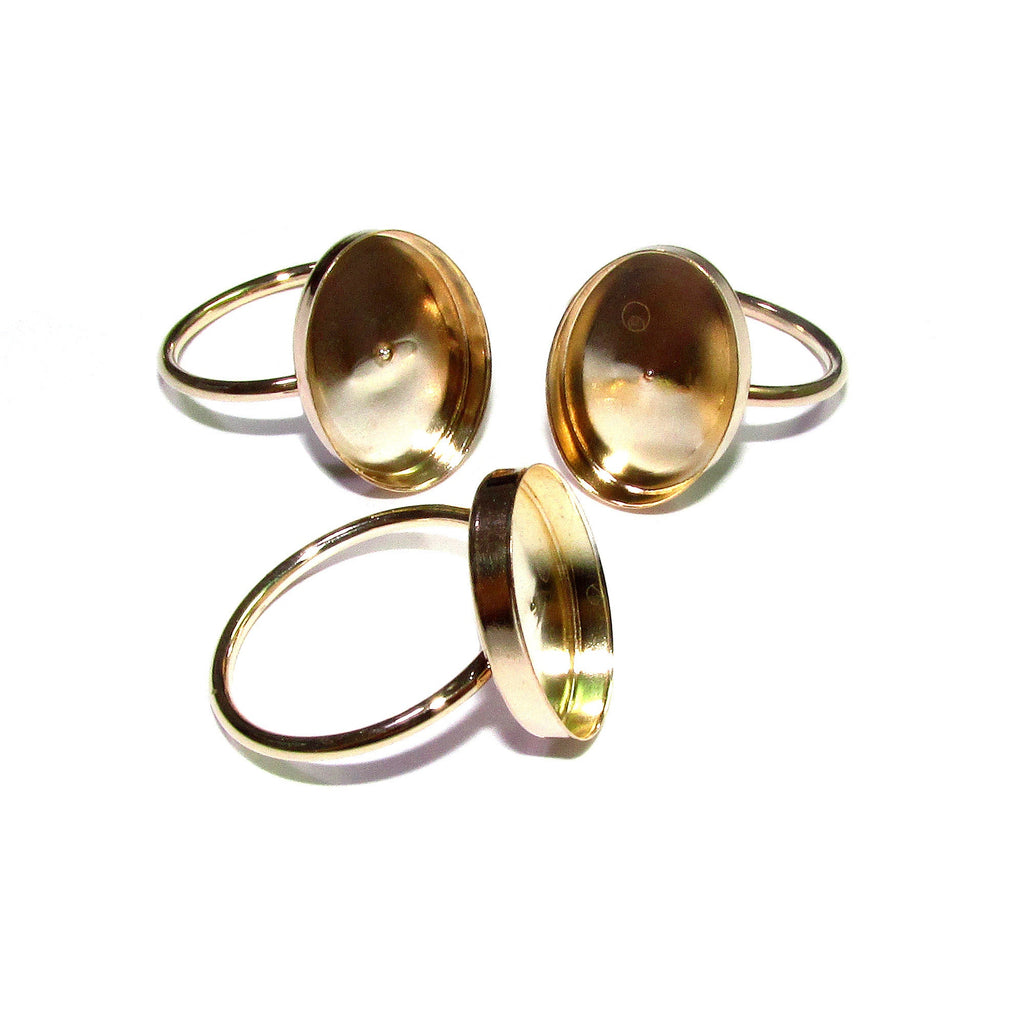14K Yellow gold filled blank ring with bezel cup 12x16 mm size 4 - 11, Base ring, Bezel cup, Setting, Jewelry making, Ring setting - 1 piece