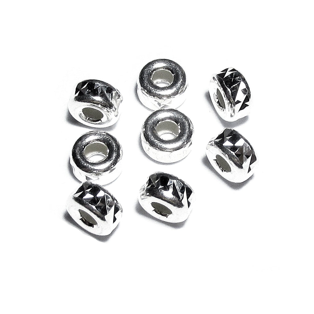 925 sterling silver diamond cut shiny rondelle beads sizes 3, 4, 5 mm, diamond cut beads, Jewelry making, rondelle beads, beads  - 1 piece