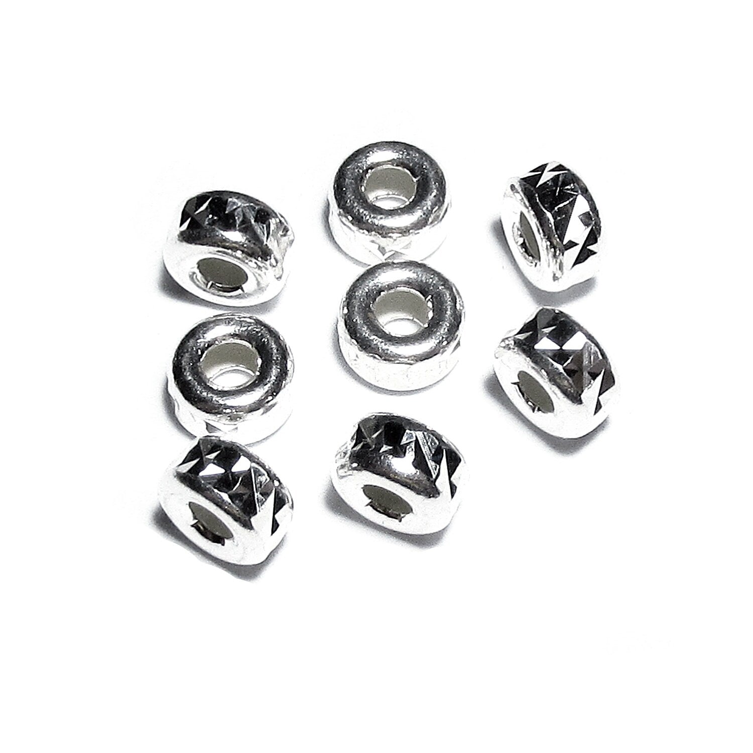 925 sterling silver diamond cut shiny rondelle beads sizes 3, 4, 5 mm, diamond cut beads, Jewelry making, rondelle beads, beads  - 1 piece