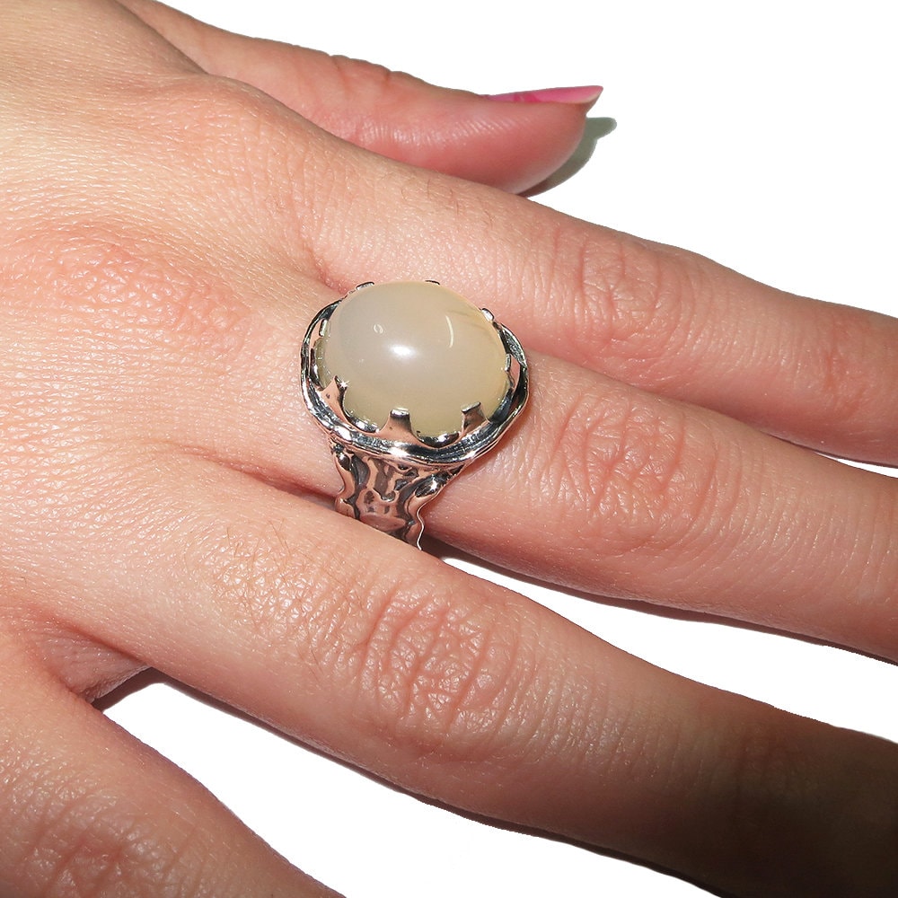 Statement Natural White opal ring 925 sterling silver size 8, Handmade ring, single copy, sterling silver, White opal, silver ring, gemstone
