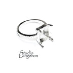 925 sterling silver blank ring with rectangular Prong Setting 8x10mm size 4-11, Jewelry making, base ring, Setting, Prong setting - 1 piece