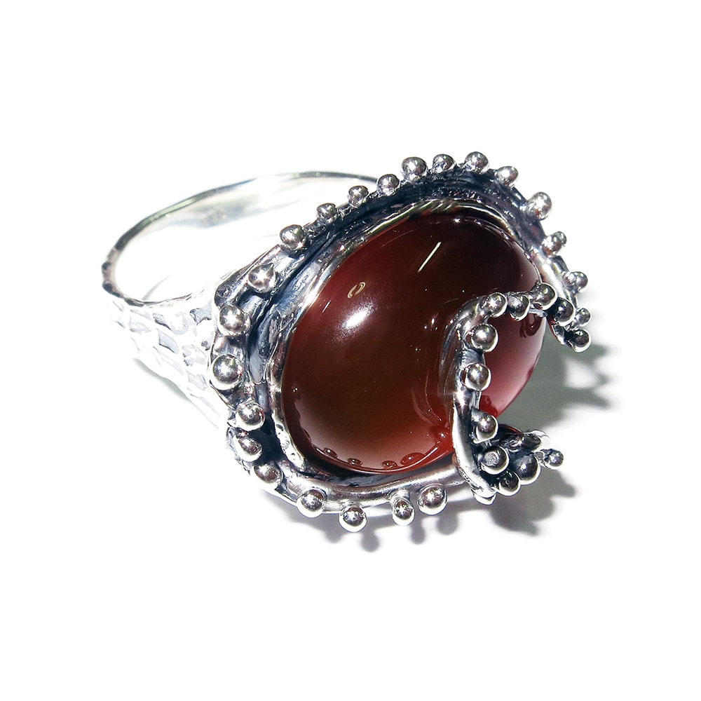 Statement Natural opal ring 925 sterling silver size 9, Handmade ring, single copy, sterling silver, Orange opal, silver ring, gemstone