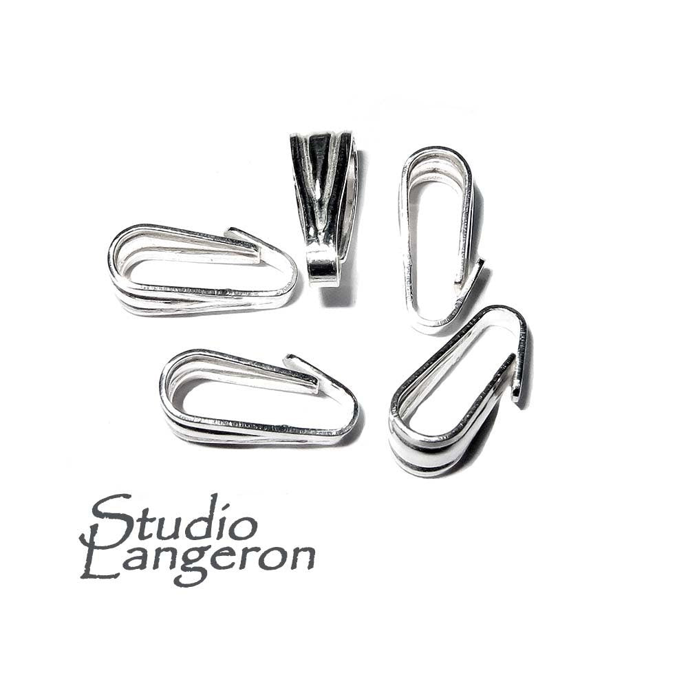 925 Sterling silver large Snap-On Pendant Bail size 10.5x4.0 mm, sterling silver Bail, Silver bail, Jewelry making, Bail findings - 1 piece