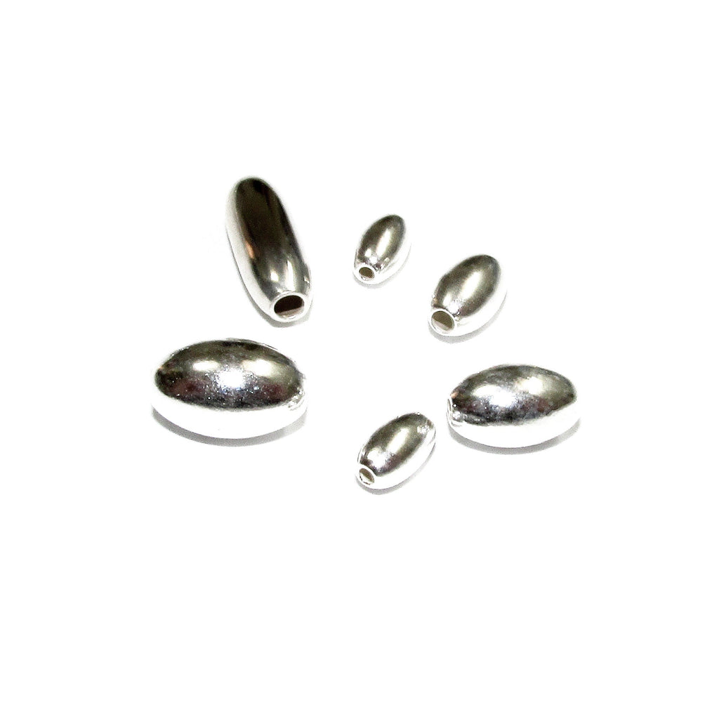 925 Sterling Silver shiny oval Beads Size 3x5, 4x6.5, 4x7, 5x8, 6x10, 7x11 mm, Jewelry making, Oval Beads, Silver oval beads - 1 piece