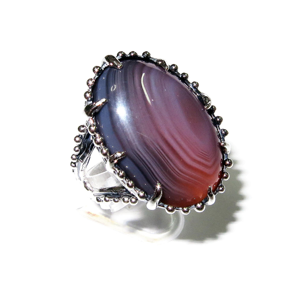 Statement Agate ring 925 sterling silver size 8 1/2, handmade ring, Botswana Agate, single copy, Agate, silver ring, gemstone - 1 piece
