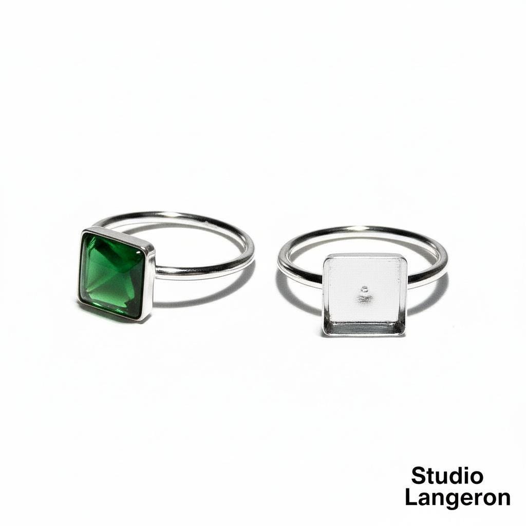925 sterling silver blank ring with bezel cup 8x8mm size 4, 5, 6, 7, 8, 9, 10, 11, silver ring, bezel cup, setting, base ring - 1 piece