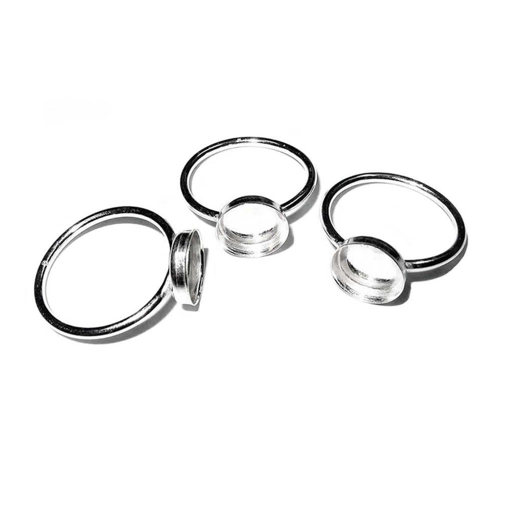 925 sterling silver blank ring with bezel cup 7mm size 4, 5, 6, 7, 8, 9, 10, 11, silver ring, bezel cup, base ring, Jewelry making - 1 piece
