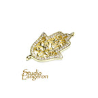 14K Gold filled large connector hamsa with crystals size 21x17 mm, gold filled link, Jewelry making, Jewelry link connector hamsa - 1 piece