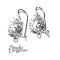 8 mm 925 sterling silver blank earrings with bezel cup and closed ring, Jewelry making, bezel cup, base earrings - 1 pair (2 piece)