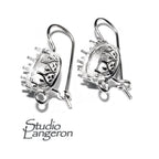 8 mm 925 sterling silver blank earrings with bezel cup and closed ring, Jewelry making, bezel cup, base earrings - 1 pair (2 piece)