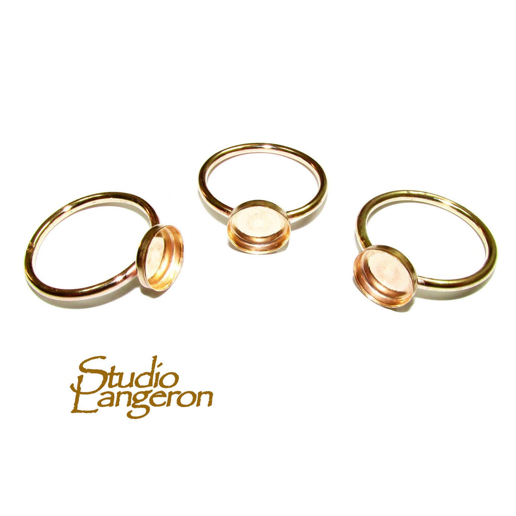14K Yellow gold filled blank ring with bezel cup 8 mm size 4 - 11, Base ring, Gold filled ring, Bezel cup, Setting, Ring mounting - 1 piece