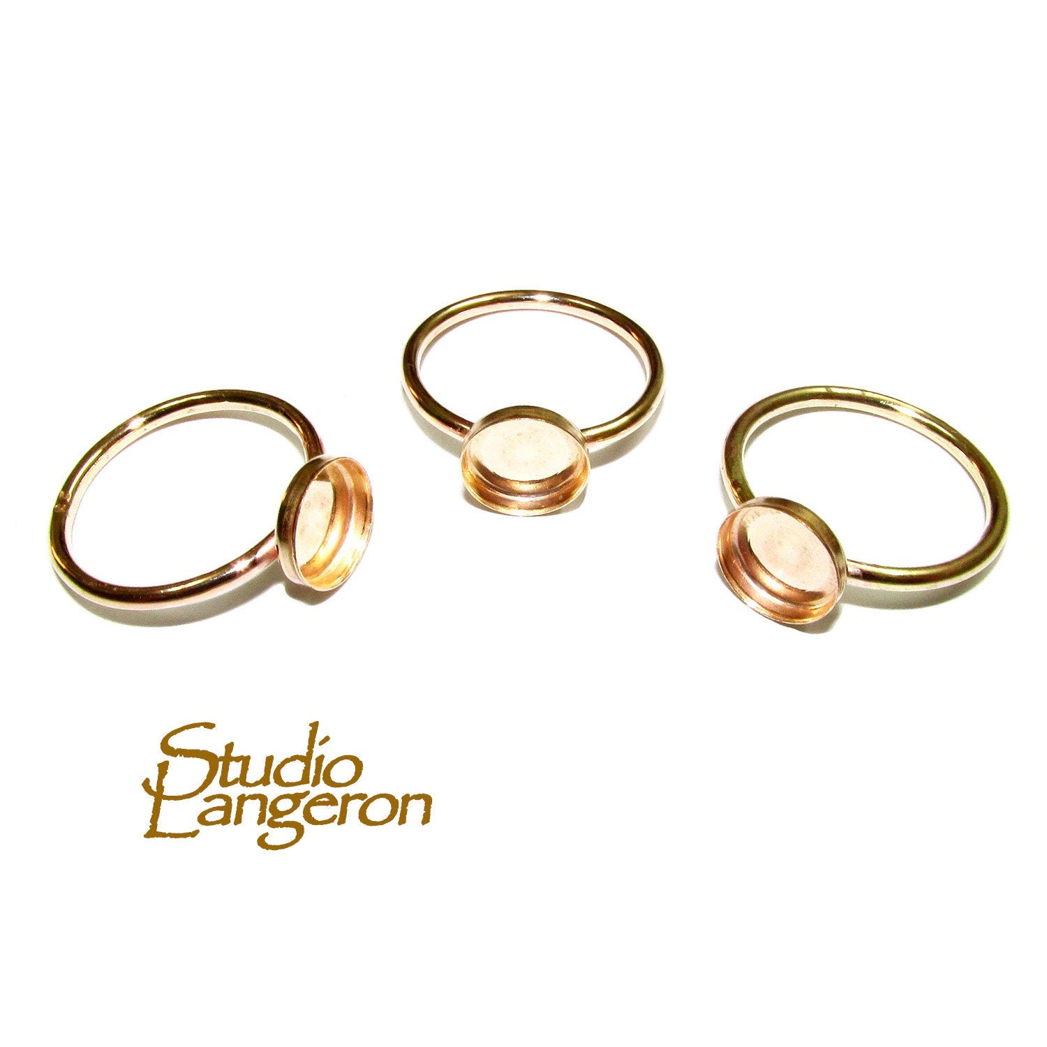 14K Yellow gold filled blank ring with bezel cup 8 mm size 4 - 11, Base ring, Gold filled ring, Bezel cup, Setting, Ring mounting - 1 piece