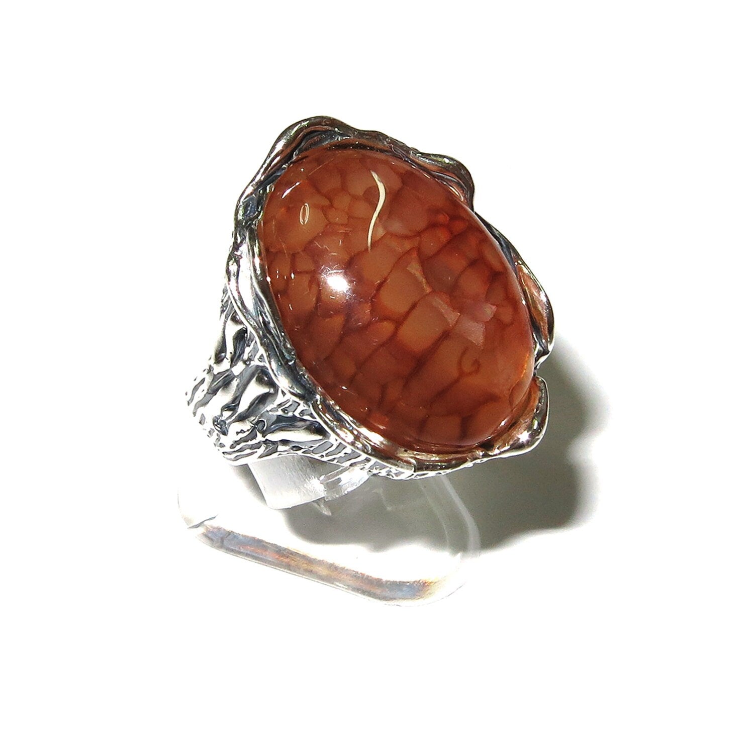 Statement Dragon Vein Agate ring 925 sterling silver size 6, handmade ring, Dragon Vein Agate, single copy, silver ring, gemstone - 1 piece