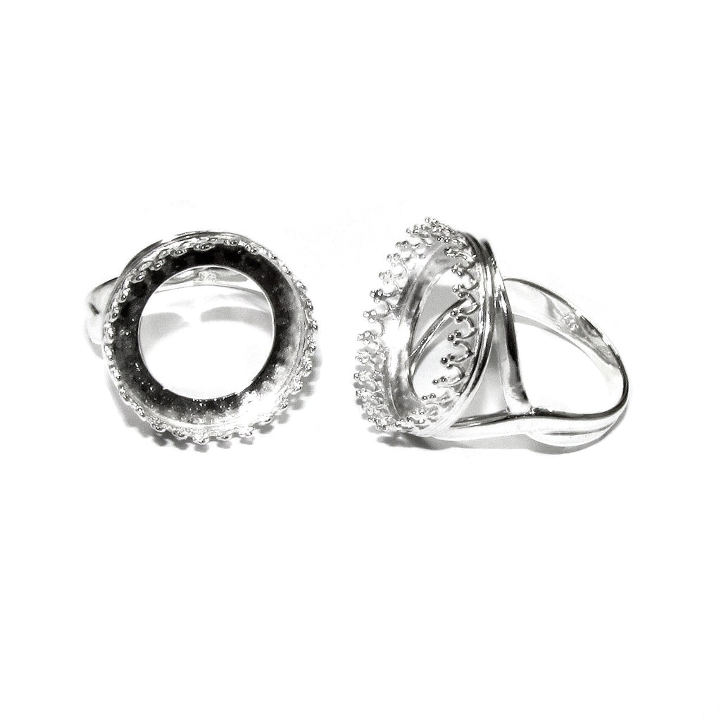 18 mm 925 sterling silver blank ring with bezel cup size 5, 6, 7, 8, silver ring, bezel cup, base ring, Jewelry making, Setting - 1 piece