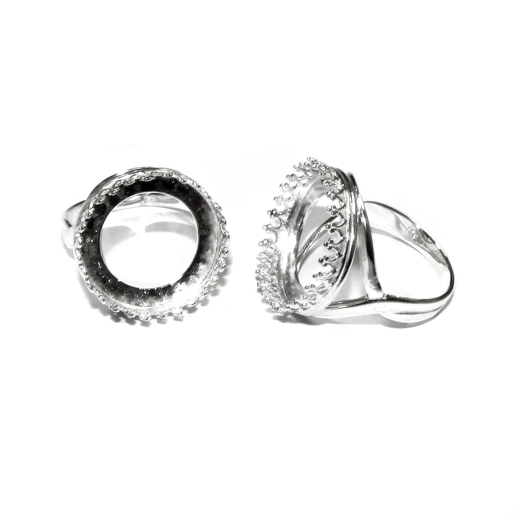 18 mm 925 sterling silver blank ring with bezel cup size 5, 6, 7, 8, silver ring, bezel cup, base ring, Jewelry making, Setting - 1 piece