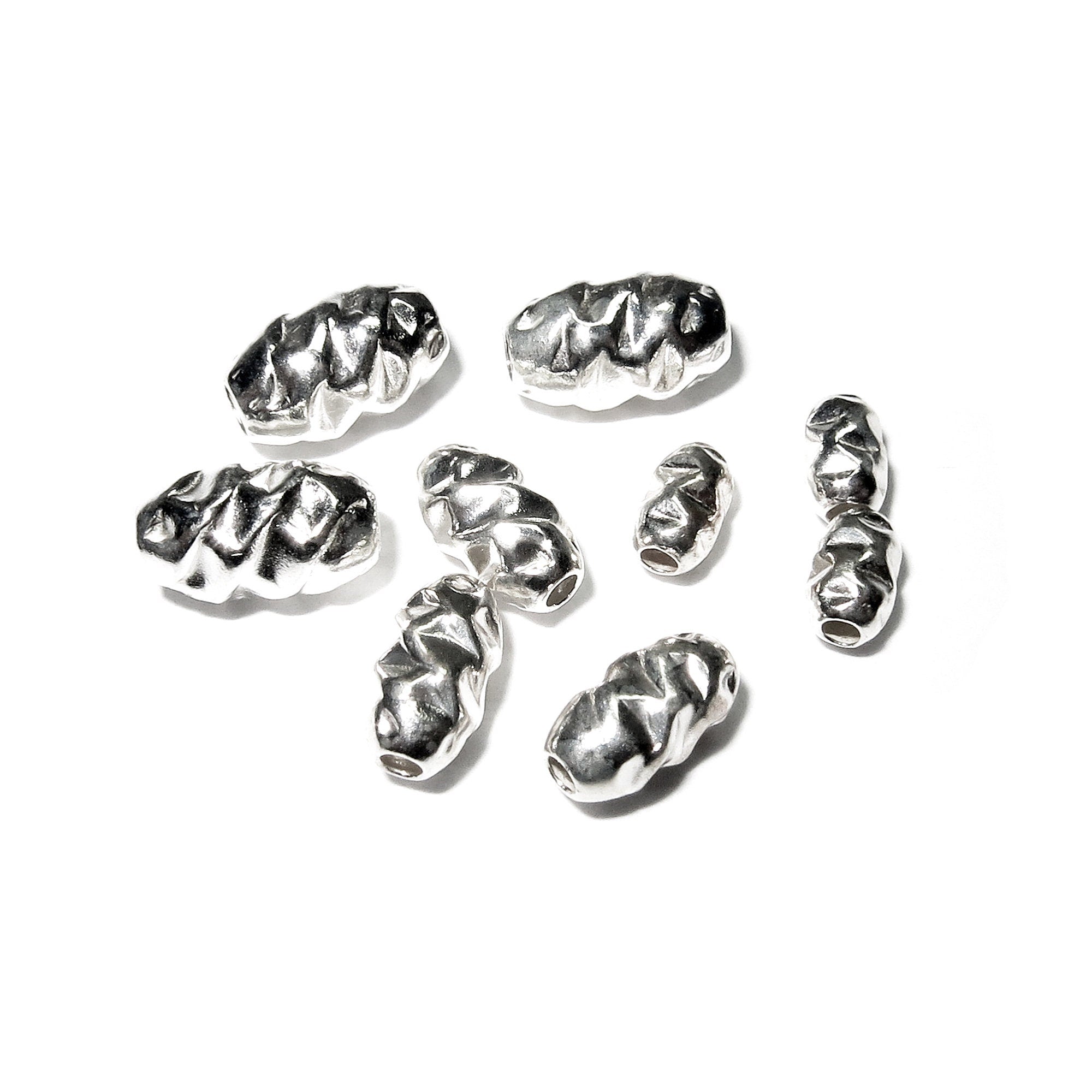 925 Sterling Silver Hammered shiny oval Beads Size 3x5, 4x6.5, 5x7 mm, Jewelry making, Hammered oval Spacer Bead, Silver oval bead - 1 piece