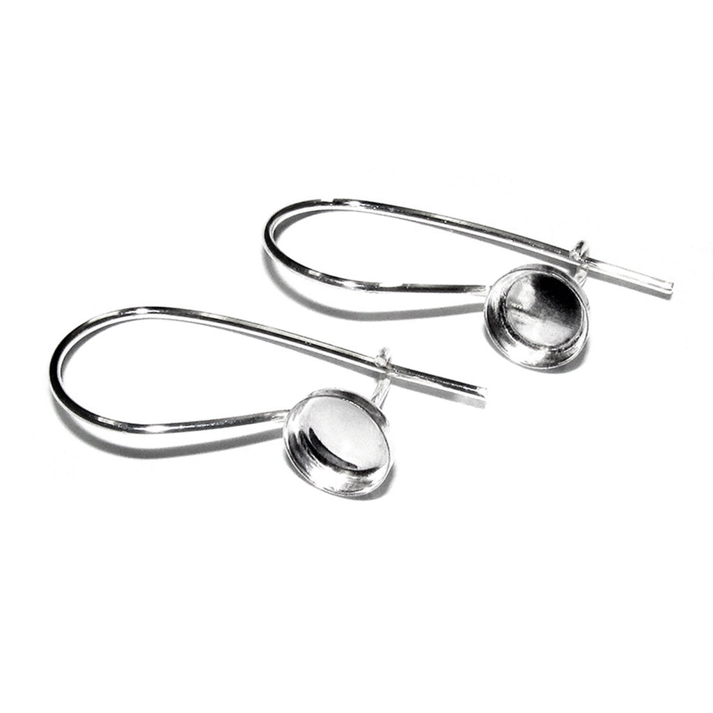 6 mm 925 sterling silver blank earrings with bezel cup, Jewelry making, Setting, bezel cup, base earrings, 925 silver - 1 pair (2 piece)