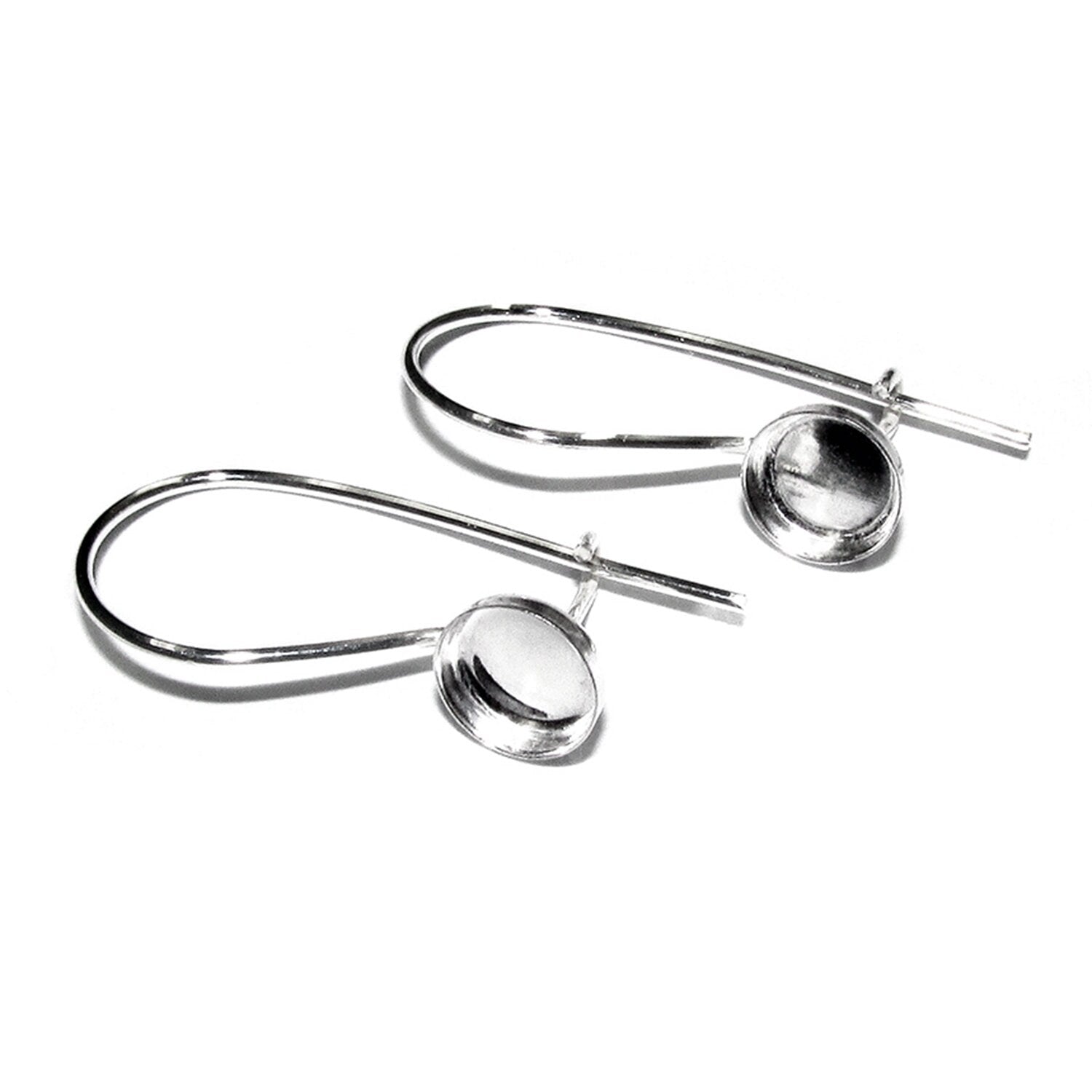 6 mm 925 sterling silver blank earrings with bezel cup, Jewelry making, Setting, bezel cup, base earrings, 925 silver - 1 pair (2 piece)
