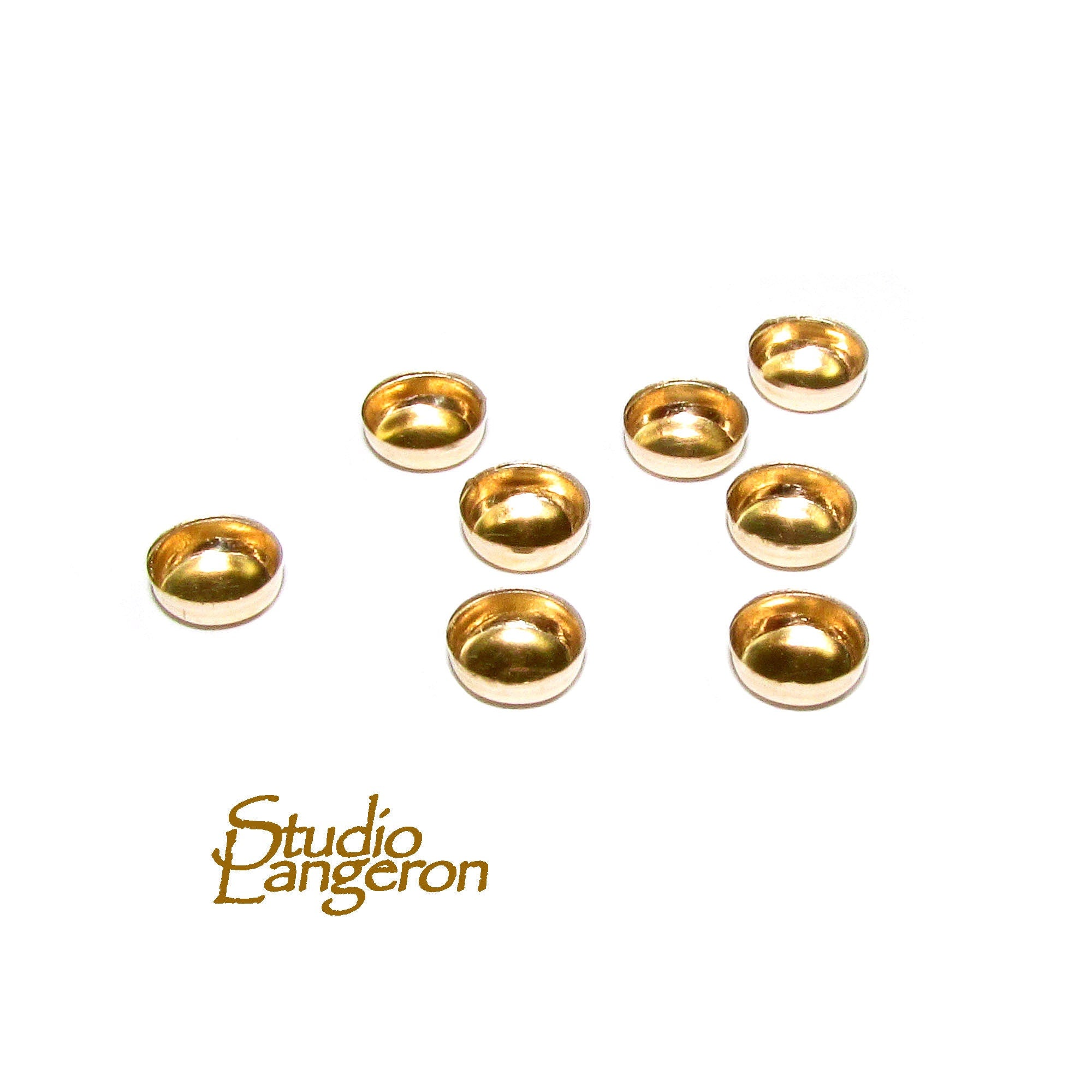 10 pcs 14K Yellow gold filled Round Bezel Cups size 4.0 mm, Bezel cup, Jewelry making, Setting, Gold filled bezel cup, Mounting
