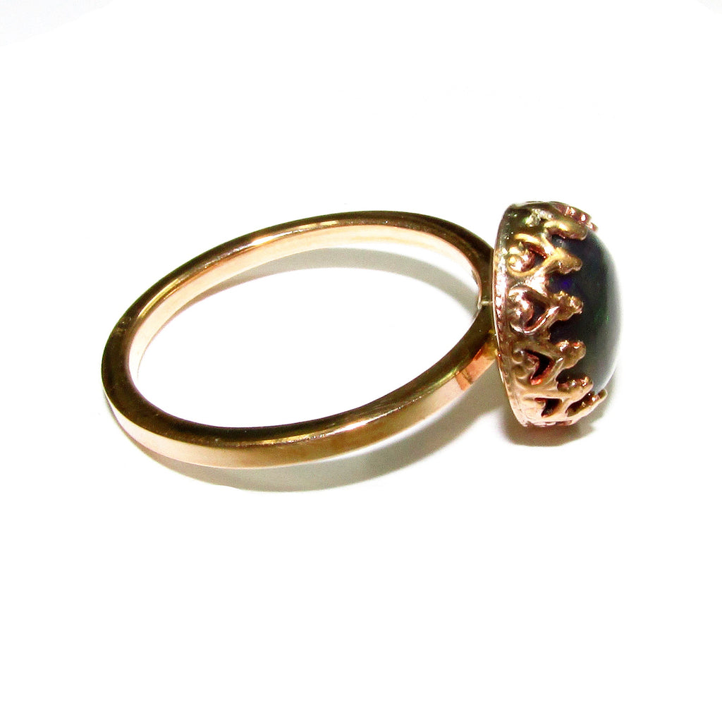 14K Yellow gold filled handmade ring size 5 1/2 with welo opal 8 mm, 14K Yellow gold filled ring, single copy, handmade ring  - 1 piece