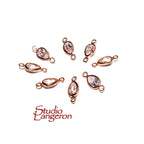 14K Rose Gold Filled White topaz pear Link Connector size 11x5mm, White topaz rose gold filled link, Connector, Jewelry making - 1 piece