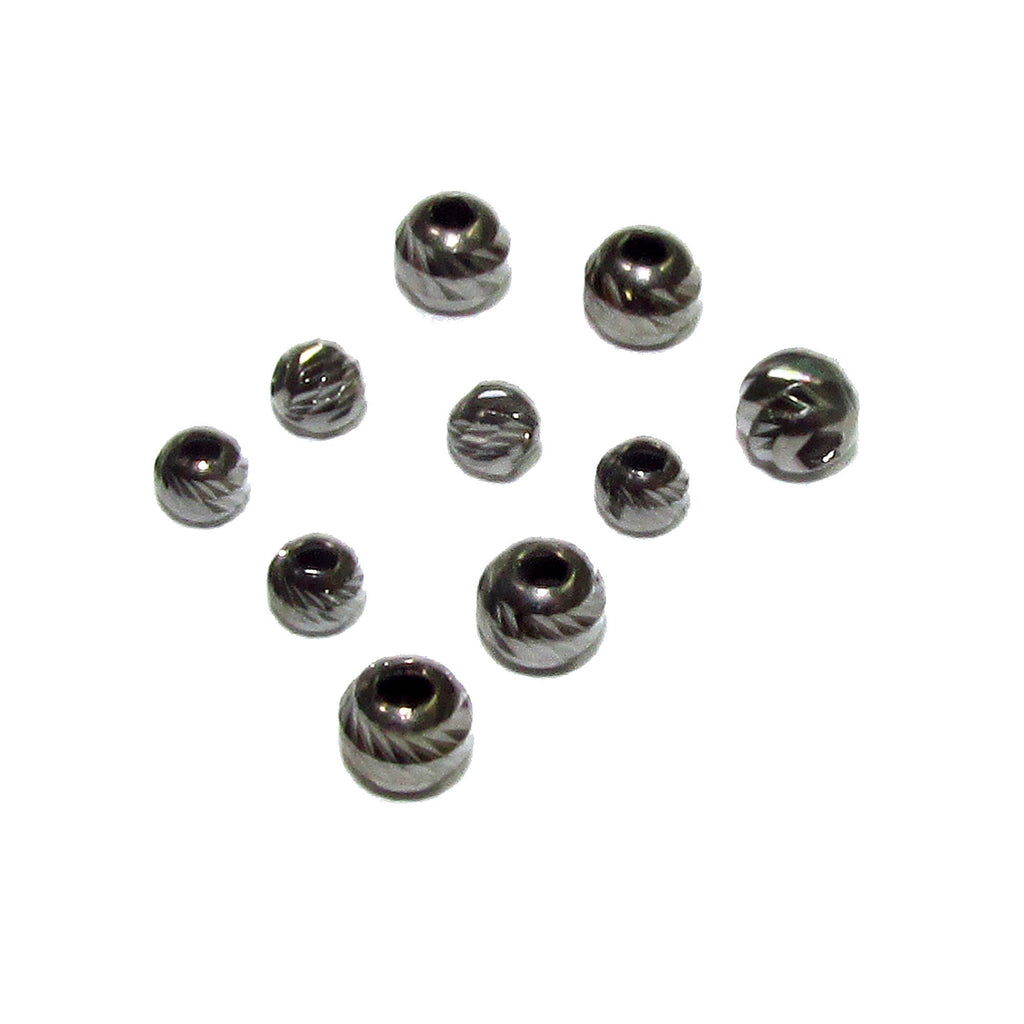 925 sterling silver diamond cut black beads sizes 3, 4 mm, diamond cut beads, Jewelry making, round beads, silver findings - 1 piece