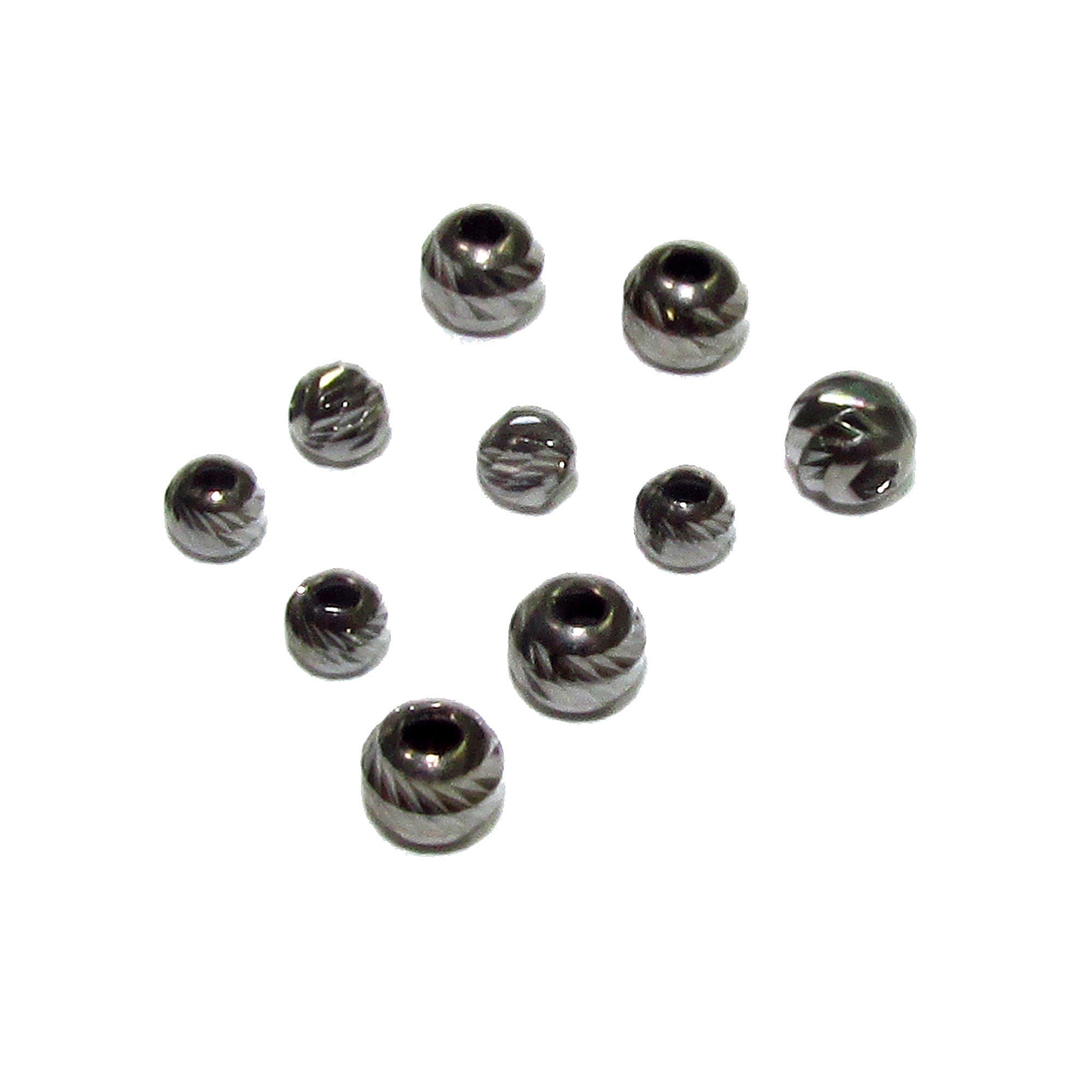 925 sterling silver diamond cut black beads sizes 3, 4 mm, diamond cut beads, Jewelry making, round beads, silver findings - 1 piece