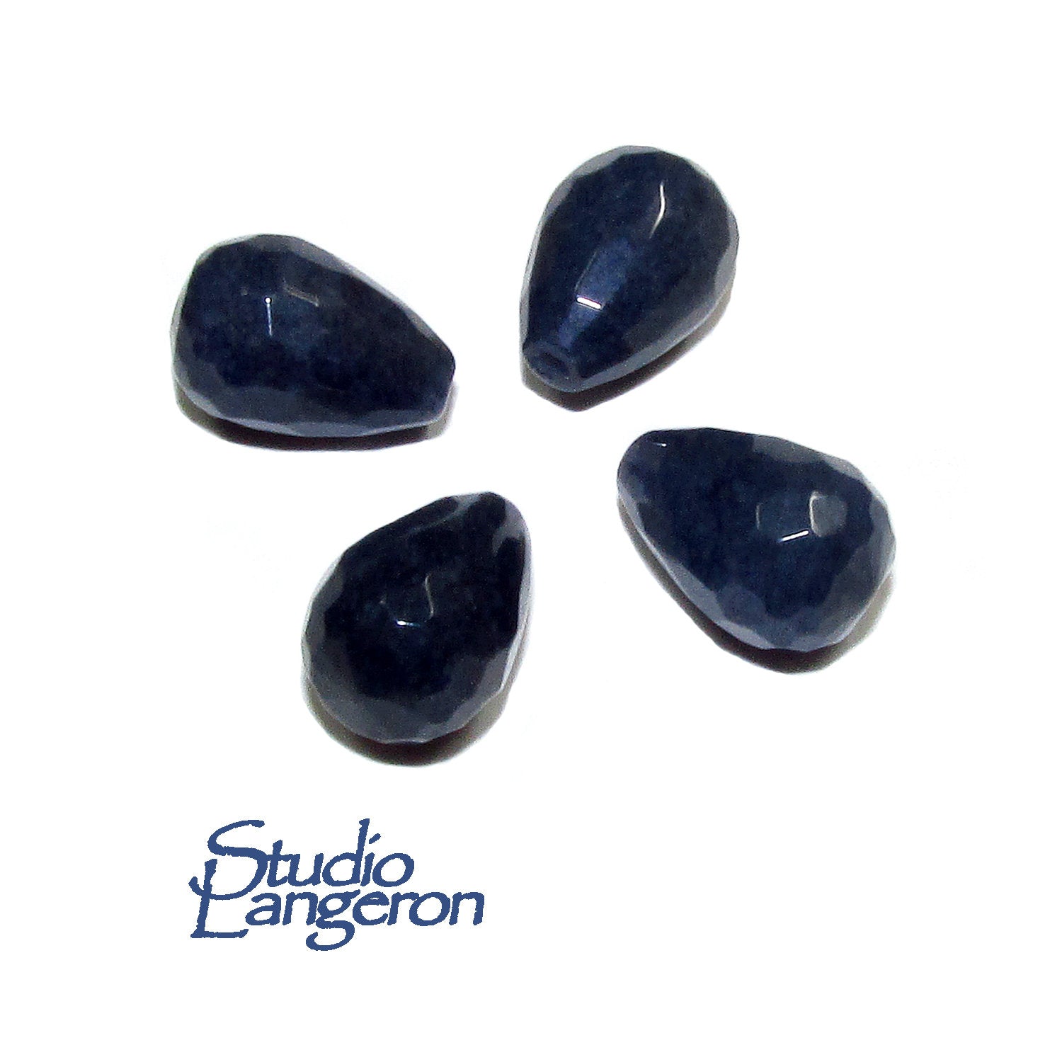 Natural African sapphire Teardrop faceted half drilled Beads size 12x8 mm, Natural sapphire, Half Drilled Beads, Jewelry making - 1 piece