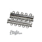925 Sterling Silver Tube Bar Clasp 5-Hole size 4.3x32 mm, Silver Clasps, Slide Clasps, Sterling silver, Jewelry making, Tube clasp - 1 piece