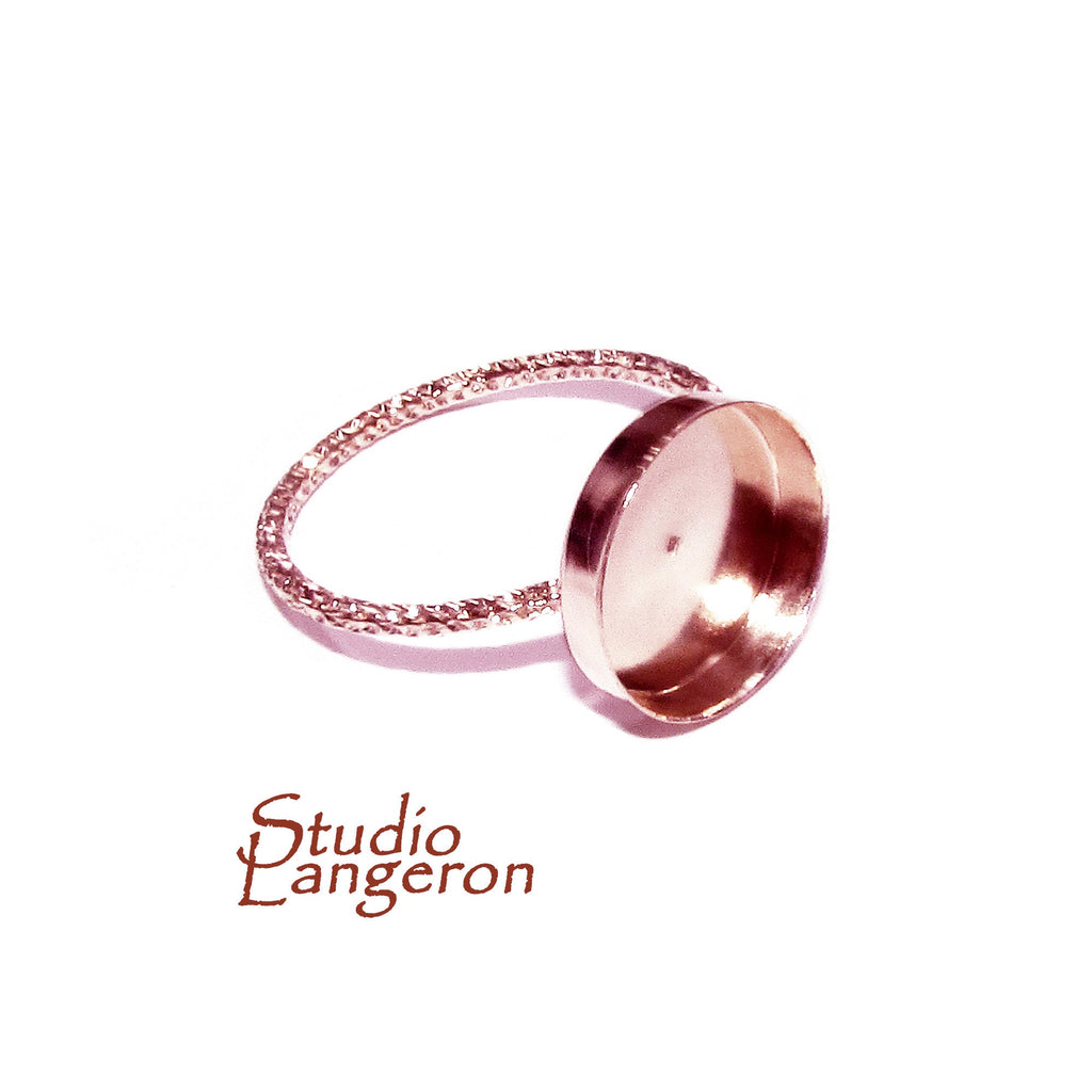 14K Rose gold filled decorative blank ring with bezel cup 12 mm size 4 - 11, Base ring, Gold filled ring, bezel cup, Setting - 1 piece