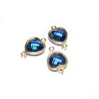 14K Gold Filled Checkerboard blue topaz triangular Link Connector size 6 mm, gold filled link, Jewelry making, Connector - 1 piece