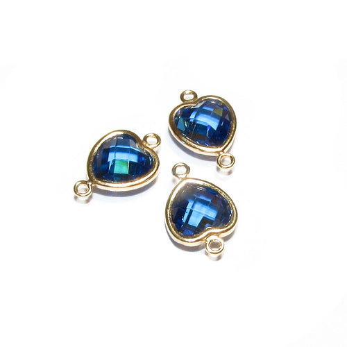14K Gold Filled Checkerboard blue topaz triangular Link Connector size 6 mm, gold filled link, Jewelry making, Connector - 1 piece