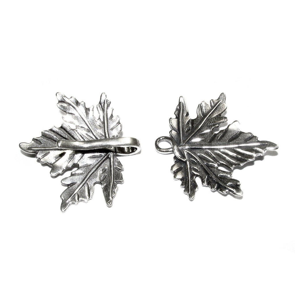 925 Sterling Silver Hook Eye Maple Leaf Clasps, Silver clasp, Jewelry making, Hook eye clasp, Sterling silver, Maple Leaf clasp - 1 piece