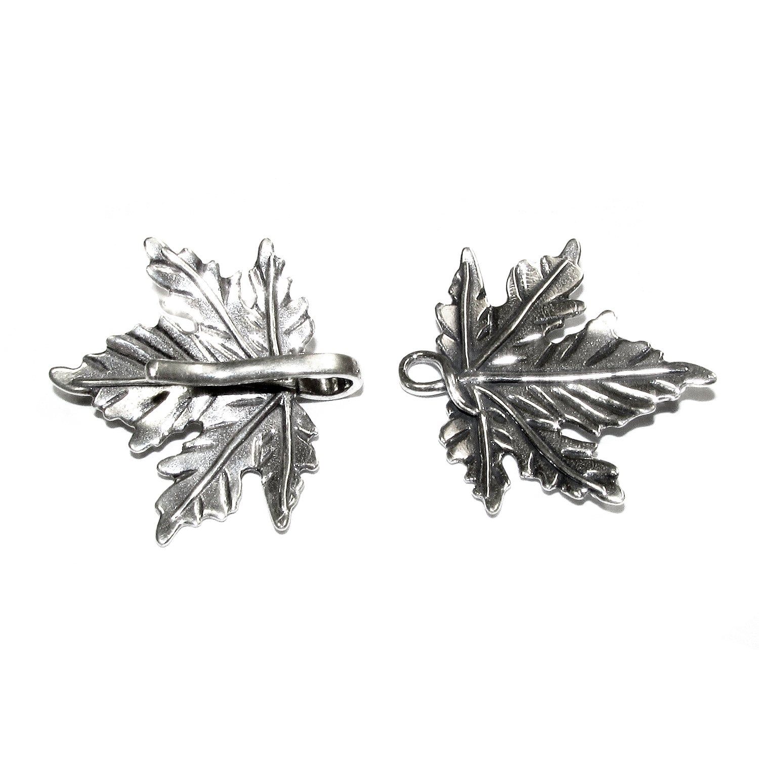 925 Sterling Silver Hook Eye Maple Leaf Clasps, Silver clasp, Jewelry making, Hook eye clasp, Sterling silver, Maple Leaf clasp - 1 piece