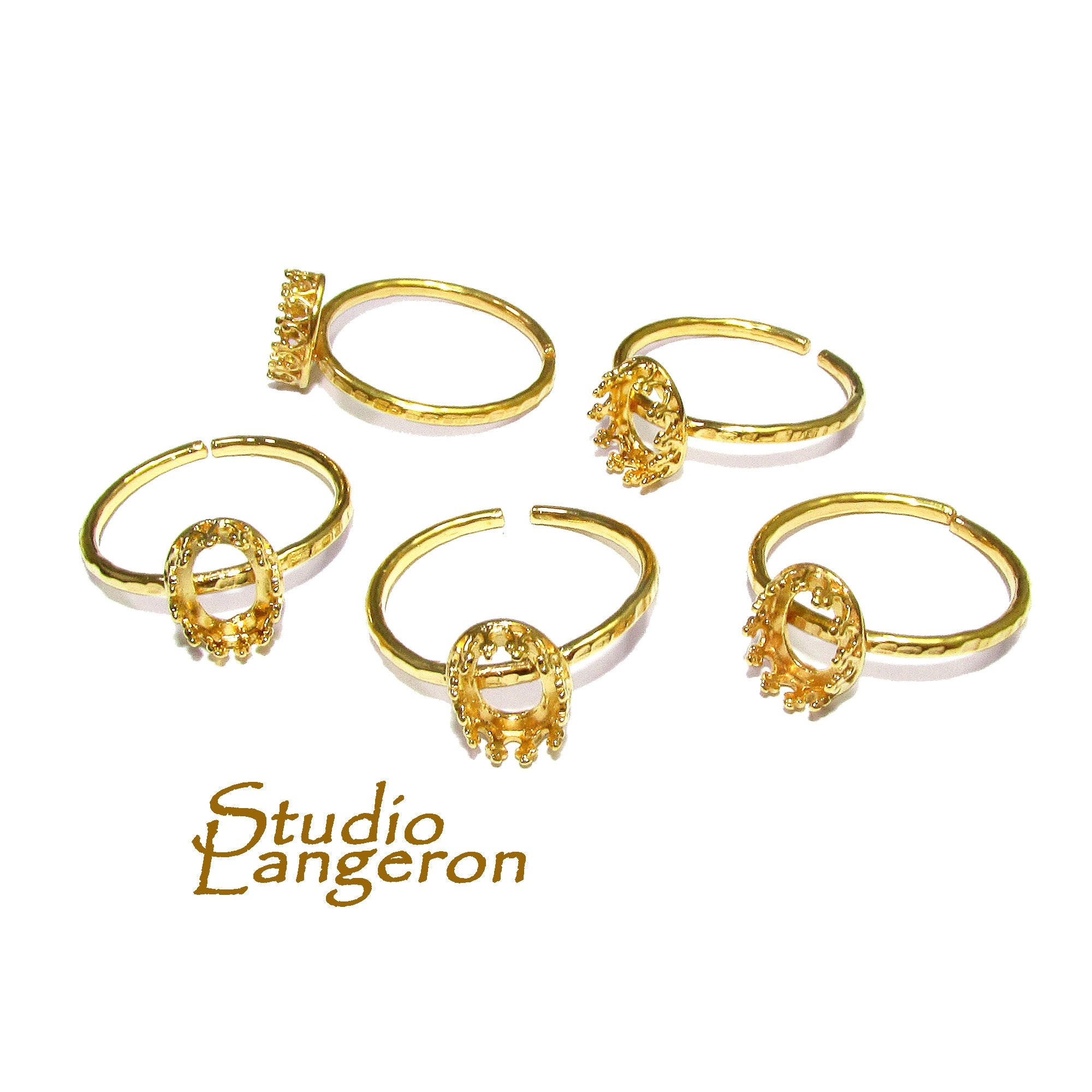 14K Yellow gold filled open blank ring with bezel cup 6x8 mm, base ring, Setting, bezel cup, jewelry making, ring gold filled - 1 piece