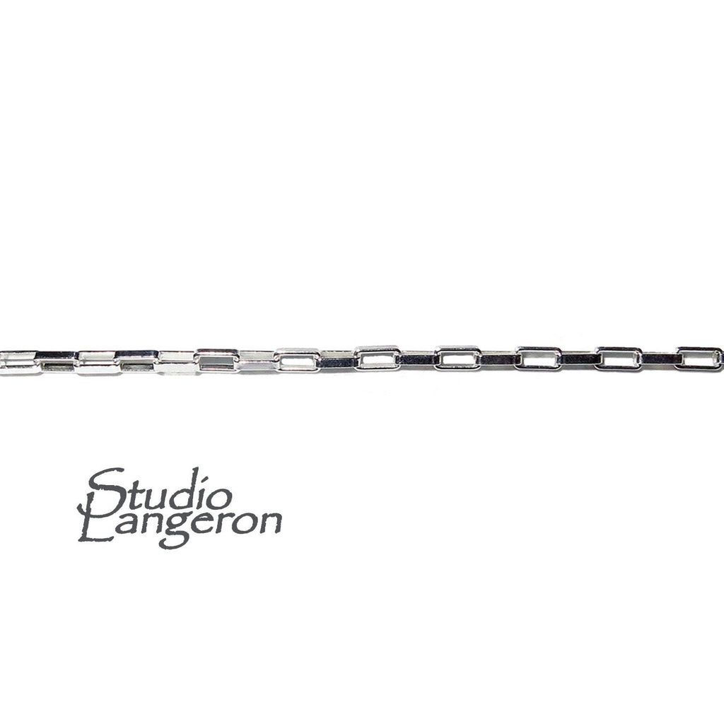 1.5 mm Sterling Silver rectangle cable chain, Jewelry making, silver shiny chain, Chain for jewelry, sterling silver - 1 Ft (30 cm)