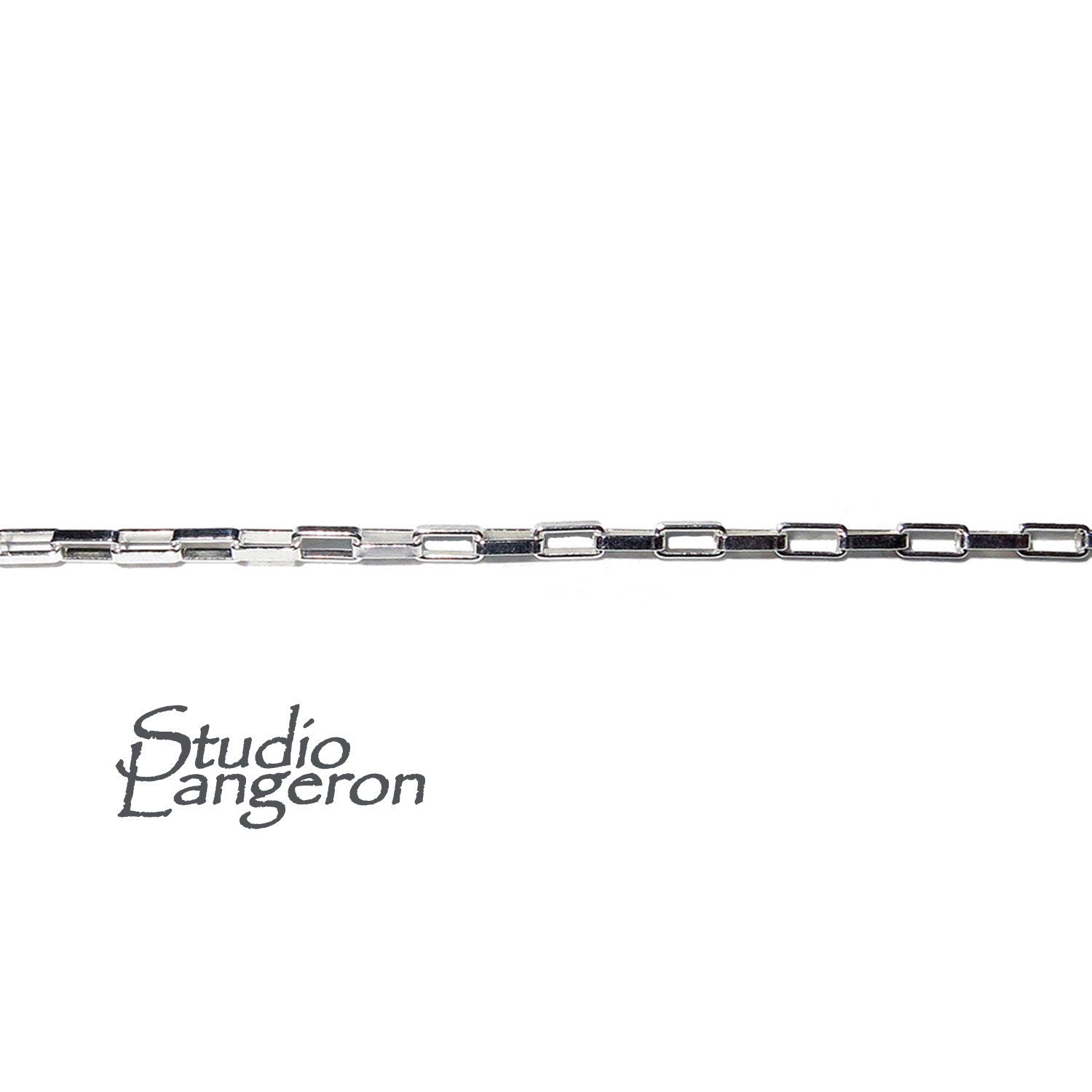1.5 mm Sterling Silver rectangle cable chain, Jewelry making, silver shiny chain, Chain for jewelry, sterling silver - 1 Ft (30 cm)