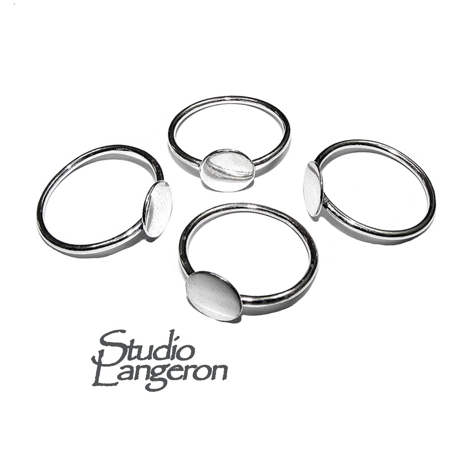 925 sterling silver blank ring with platforms 8 mm for gluing size 5, 6, 7, 8, silver ring, base ring, Jewelry making, setting - 1 piece