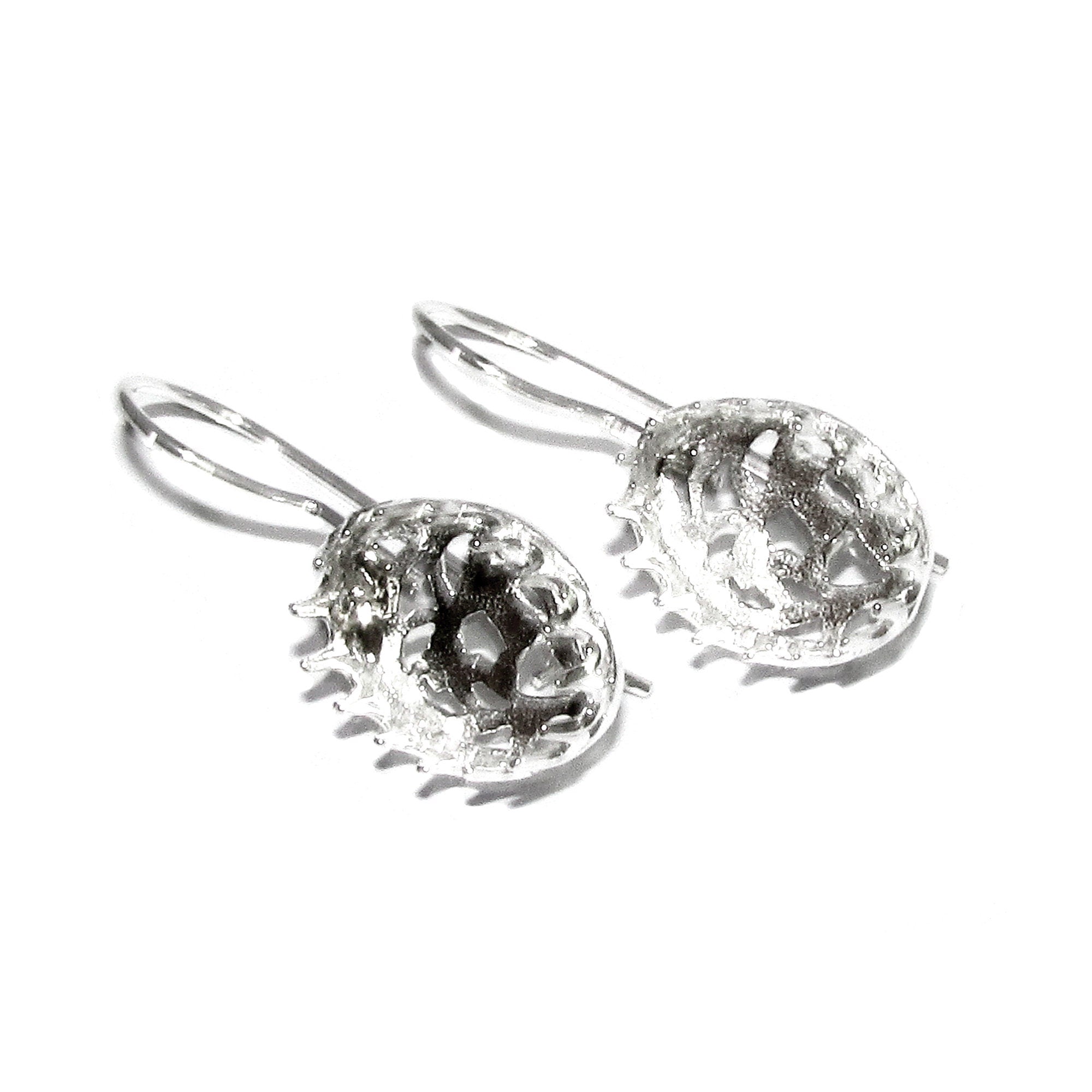 10x12 mm size 925 sterling silver blank earrings with bezel cup, Jewelry making, Setting, bezel cup, base earrings - 1 pair (2 pieces)