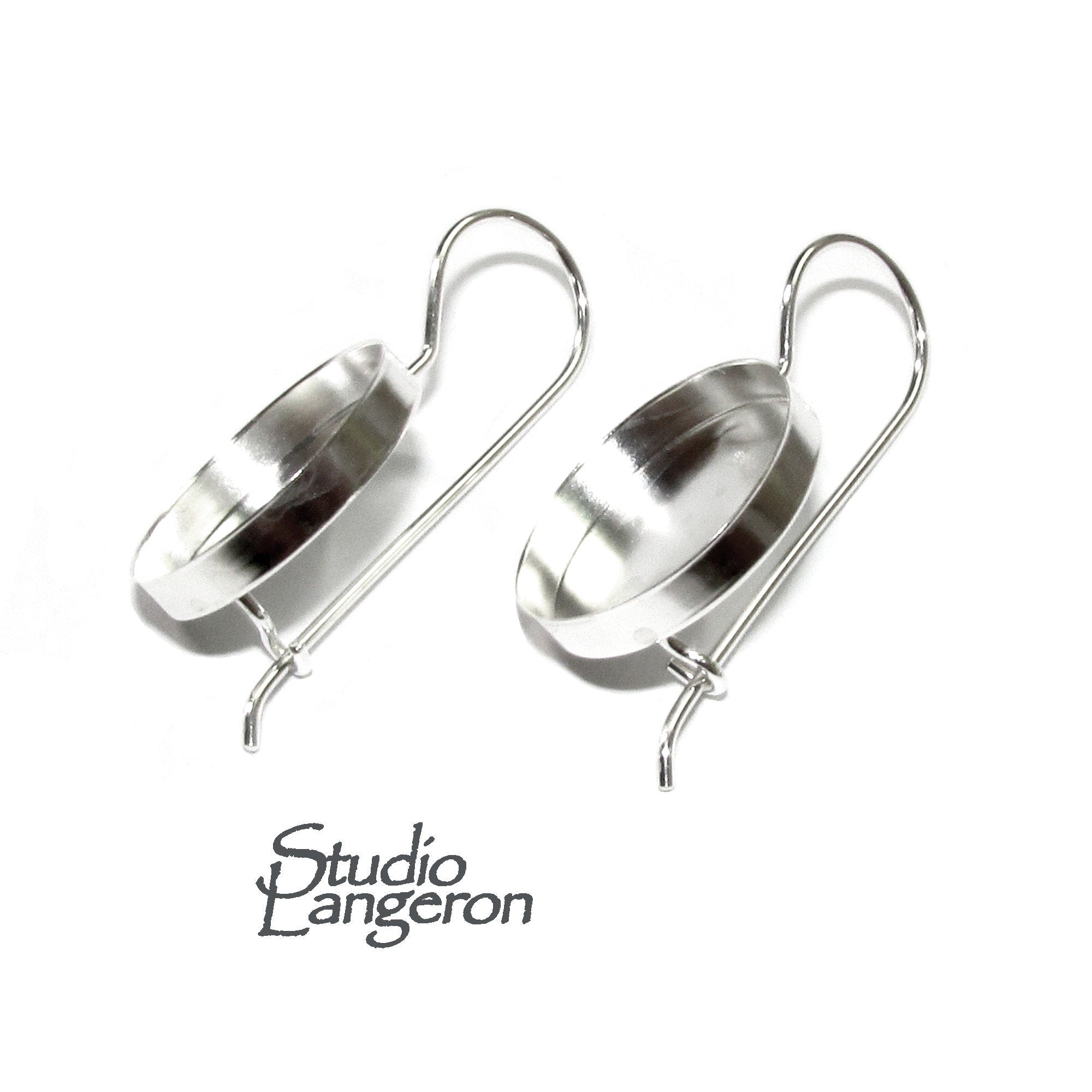 18 mm size 925 sterling silver blank earrings with bezel cup, setting, bezel cup, base earrings, jewelry making - 1 pair (2 pieces)
