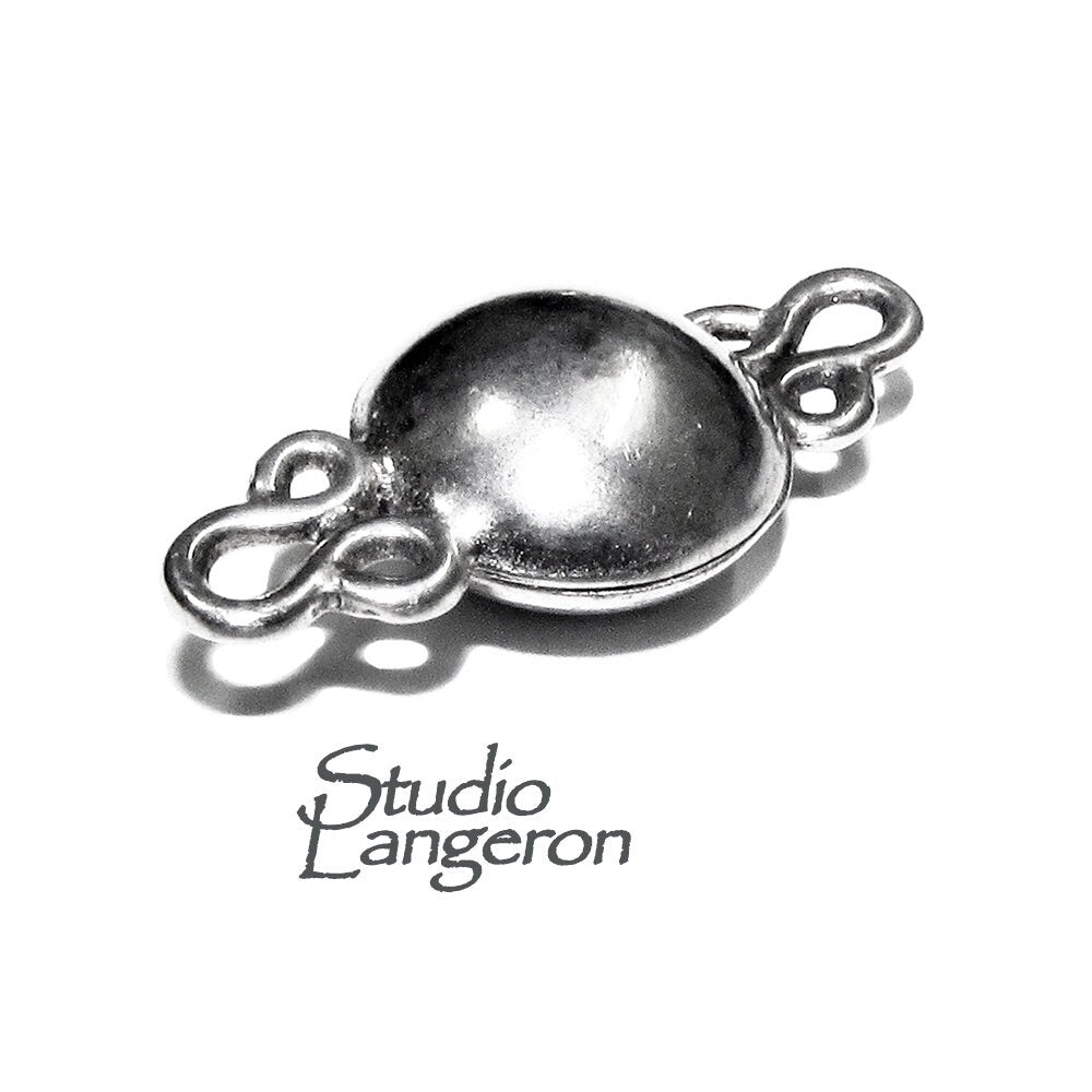 925 Sterling Silver Button Padlock Magnetic Clasp, Magnetic clasp, Silver clasp, Round clasp, Jewelry making, 925 silver clasp - 1 piece