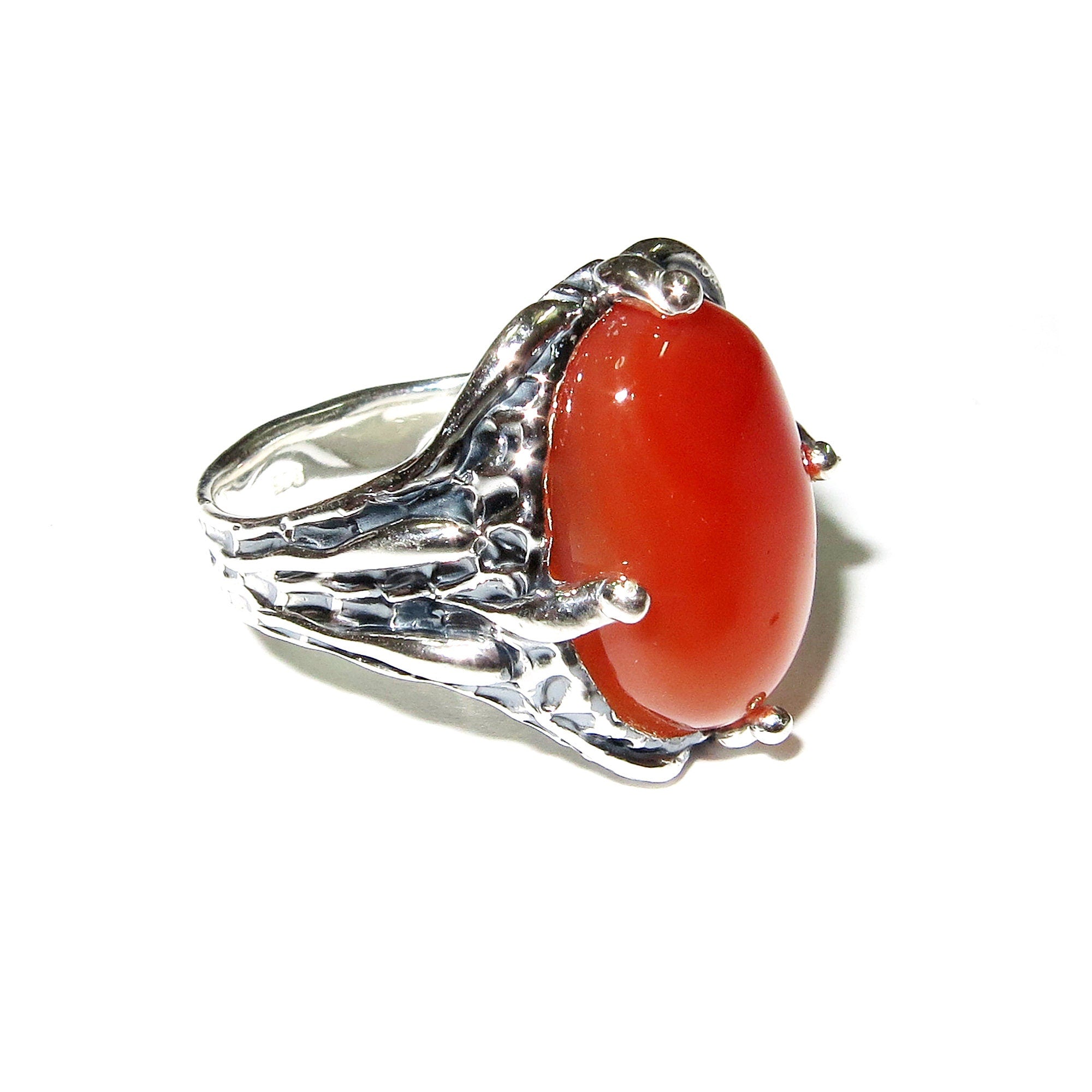 Statement Natural opal ring 925 sterling silver size 7, Handmade ring, single copy, silver, Orange opal, silver ring, Statement ring