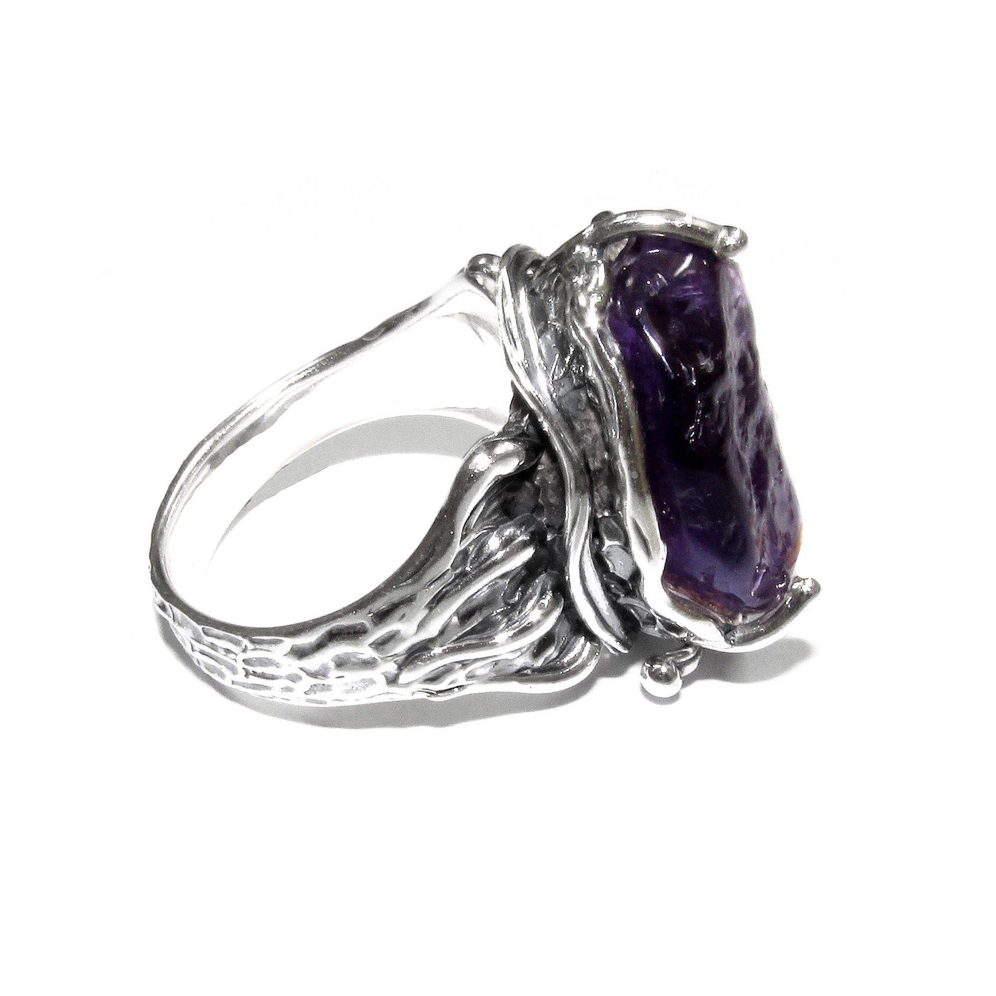 Statement amethyst ring 925 sterling silver size 8, Handmade ring, single copy, 925 sterling silver, Natural amethyst, silver ring, gemstone