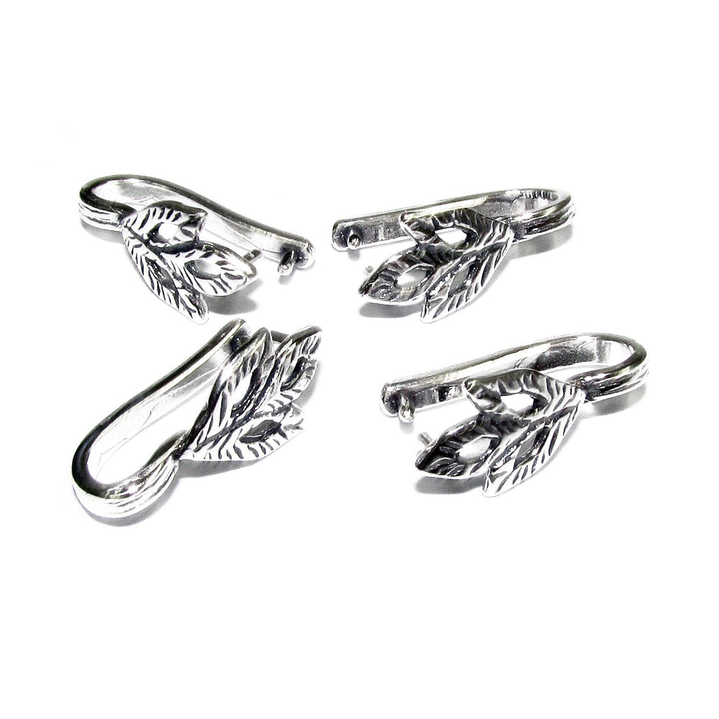 925 Sterling silver decorative flower Pinch Pendant Bail, Silver bail, Jewelry making, Bail finding, bail for pendant, Findings - 1 piece