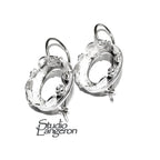 16 mm 925 sterling silver blank earrings with bezel cup, Jewelry making, Setting, bezel cup, base earrings, 925 silver - 1 pair (2 pieces)