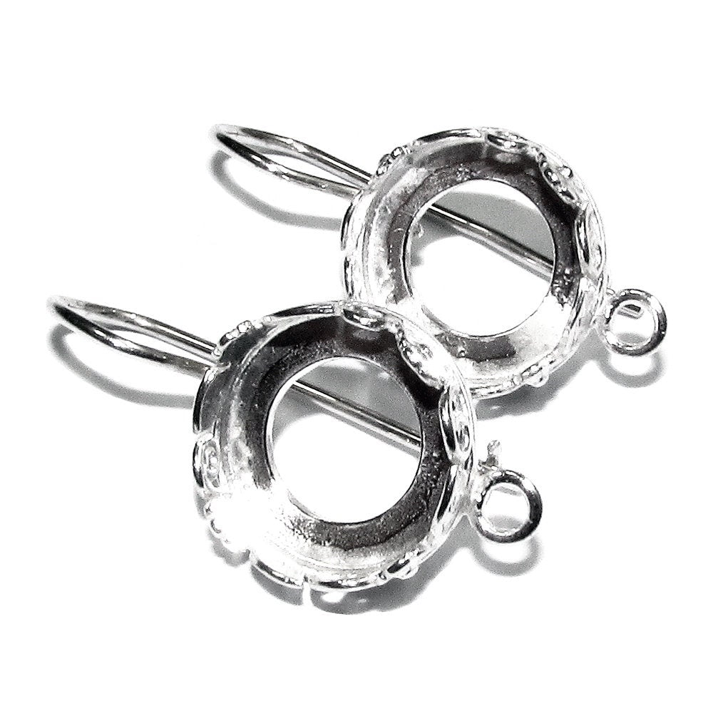 12 mm 925 sterling silver blank earrings with bezel cup and closed ring, Jewelry making, Setting, bezel cup, base earring - 1 pair (2 piece)