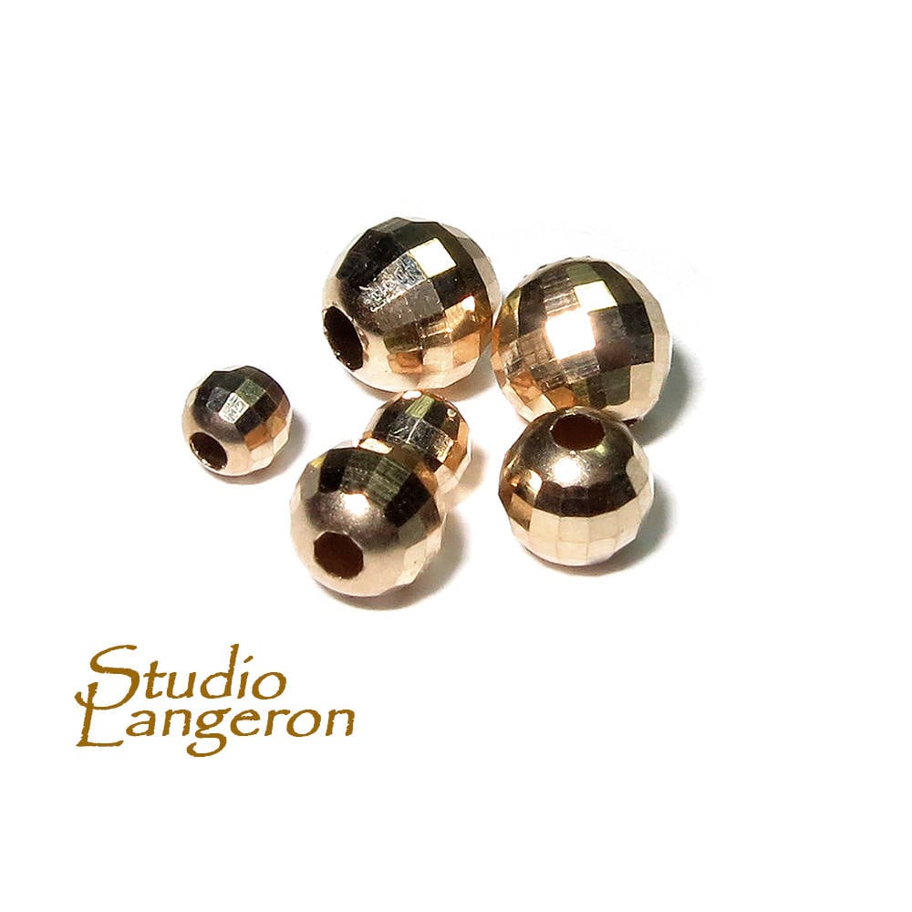 14K solid gold disco cut beads size 3, 4, 5, 7 mm, 14K gold beads, Jewelry making, 14K solid gold, diamond cut beads, gold beads - 1 piece