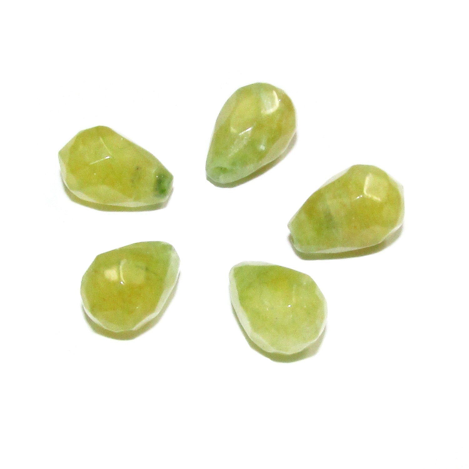 Natural jade Teardrop faceted half drilled Beads size 10x6 mm, Natural jade beads, Matched Half Drilled Beads, Jewelry making - 1 piece